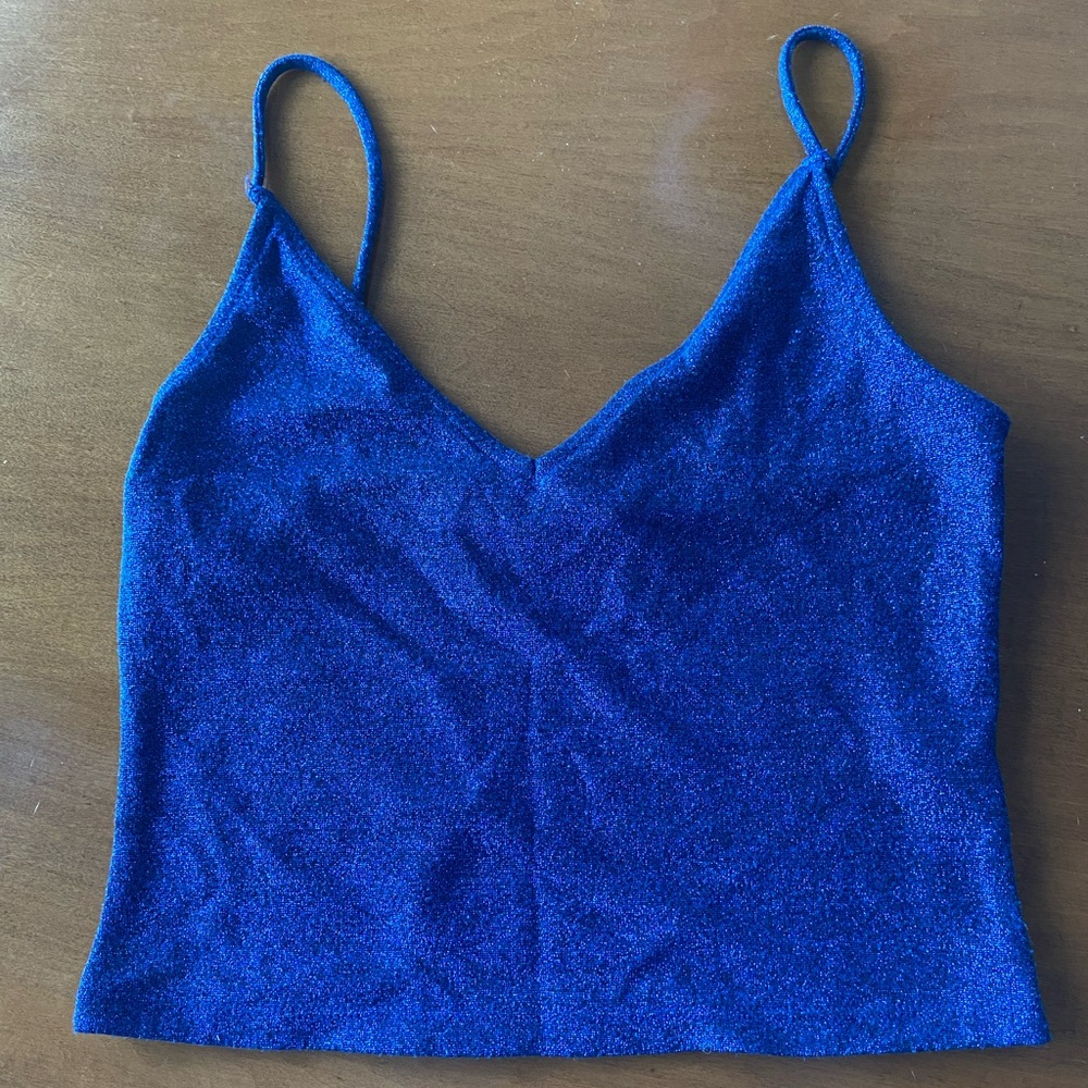 Blue glitter sparkly crop top